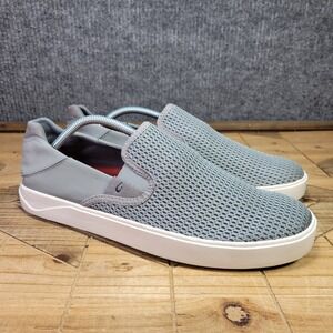 Olukai Lae'ahi Men's 10.5 Gray Mesh Slip On Shoes Comfort Walking Boat